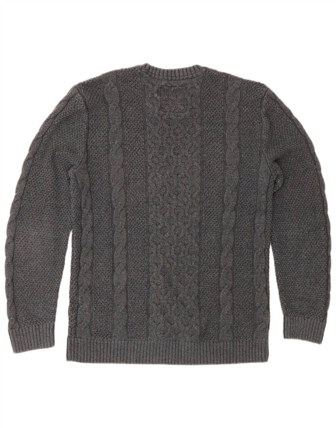 Męski sweter z okrągłym dekoltem Hollister, mały, szary, bawełniany