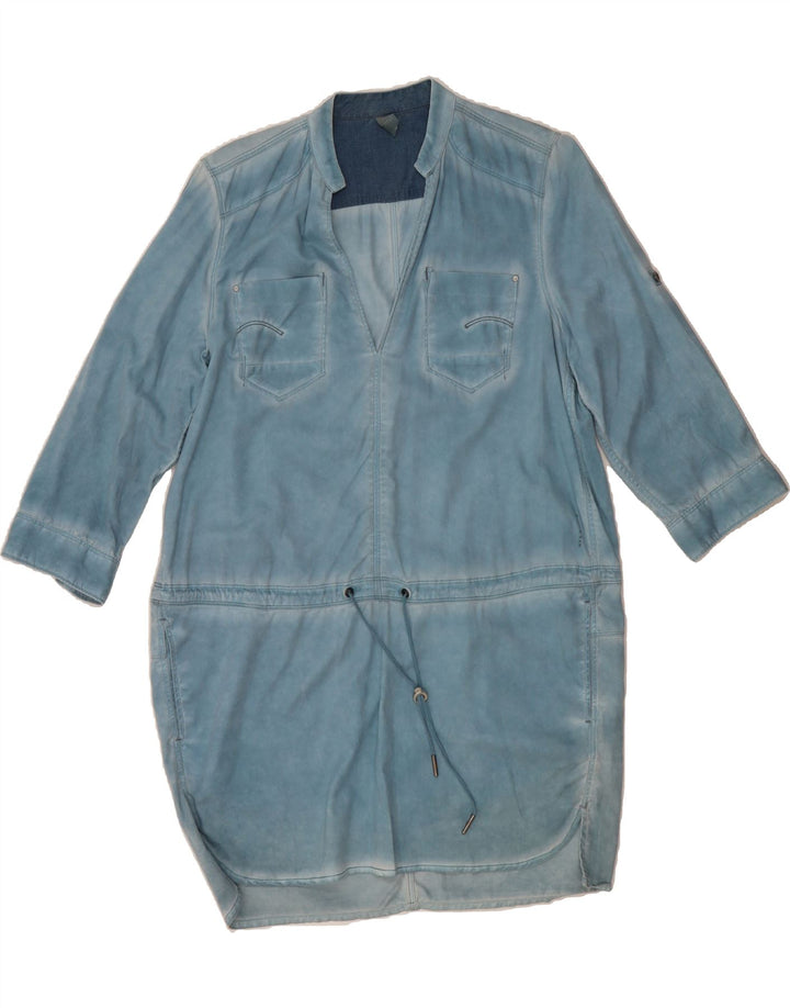 G-STAR Womens 3/4 Sleeve Basic Dress UK 14 Medium Blue Lyocell Vintage G-Star and Second-Hand G-Star from Messina Hembry 