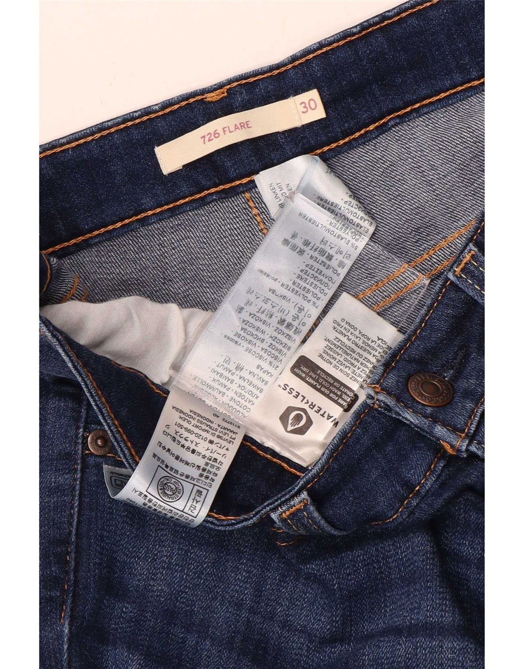Damskie jeansy Levi's 726 Flared W30 L32 Niebieskie bawełniane