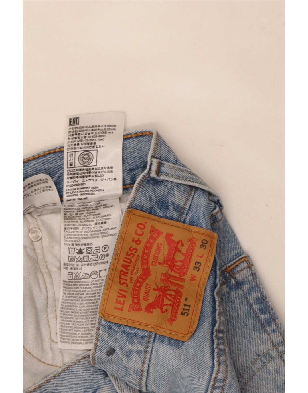 Męskie jeansy Levi's 511 Slim W33 L30 Niebieska bawełna