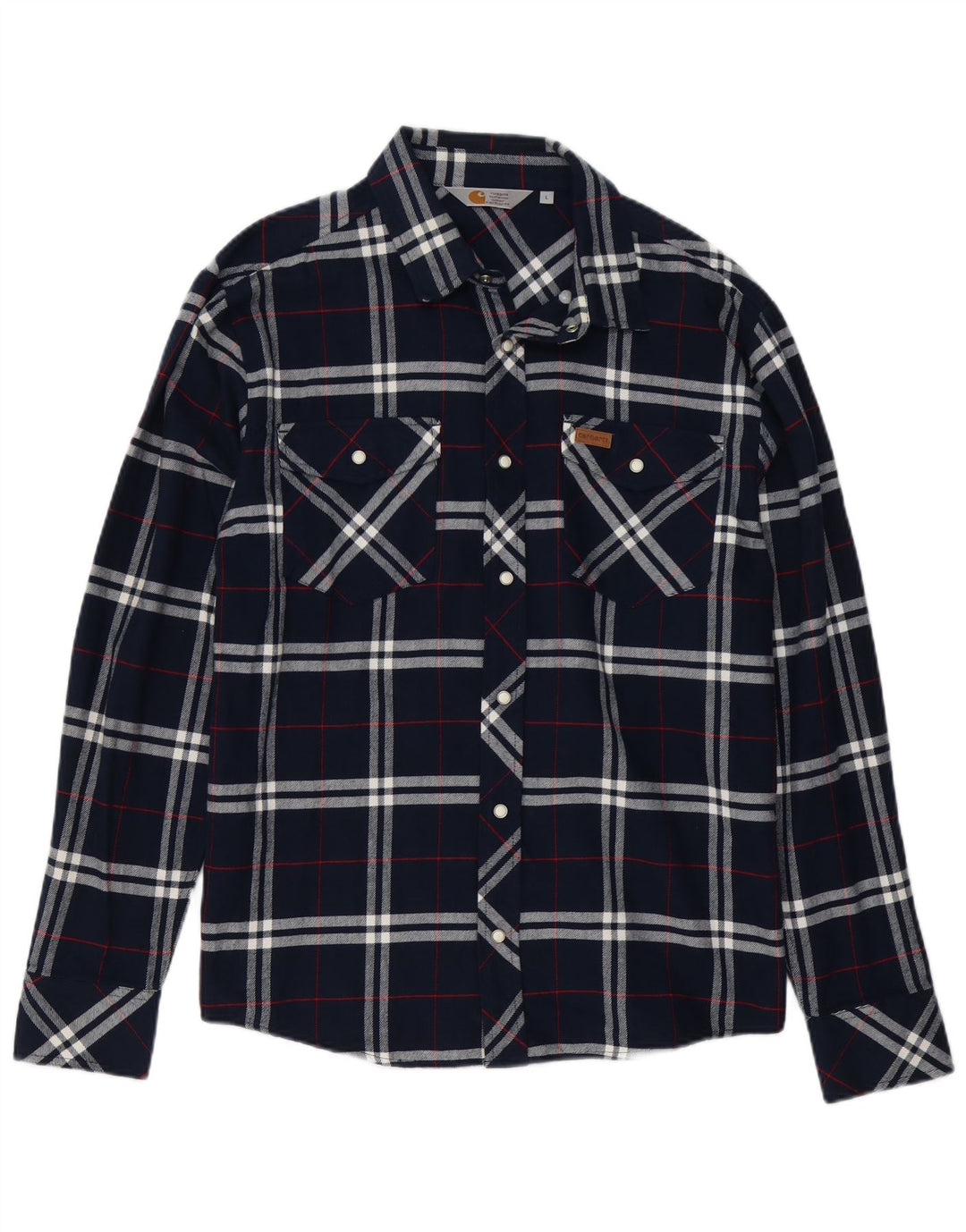 Koszula flanelowa męska Carhartt, duża, bawełniana w granatową kratę