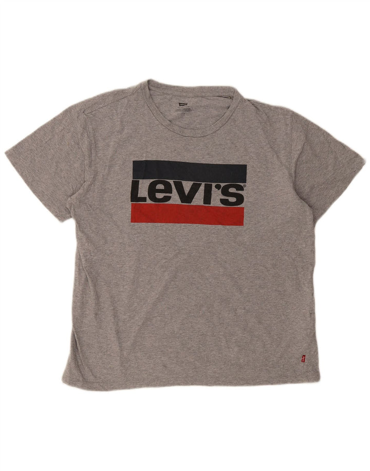 Męski T-shirt z grafiką Levi's, duży, szary, z bawełny w plamki