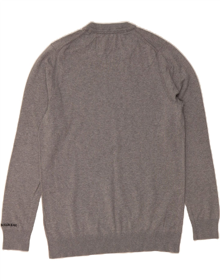 CALVIN KLEIN JEANS Mens Crew Neck Jumper Sweater Medium Grey Cotton Vintage Calvin Klein Jeans and Second-Hand Calvin Klein Jeans from Messina Hembry 