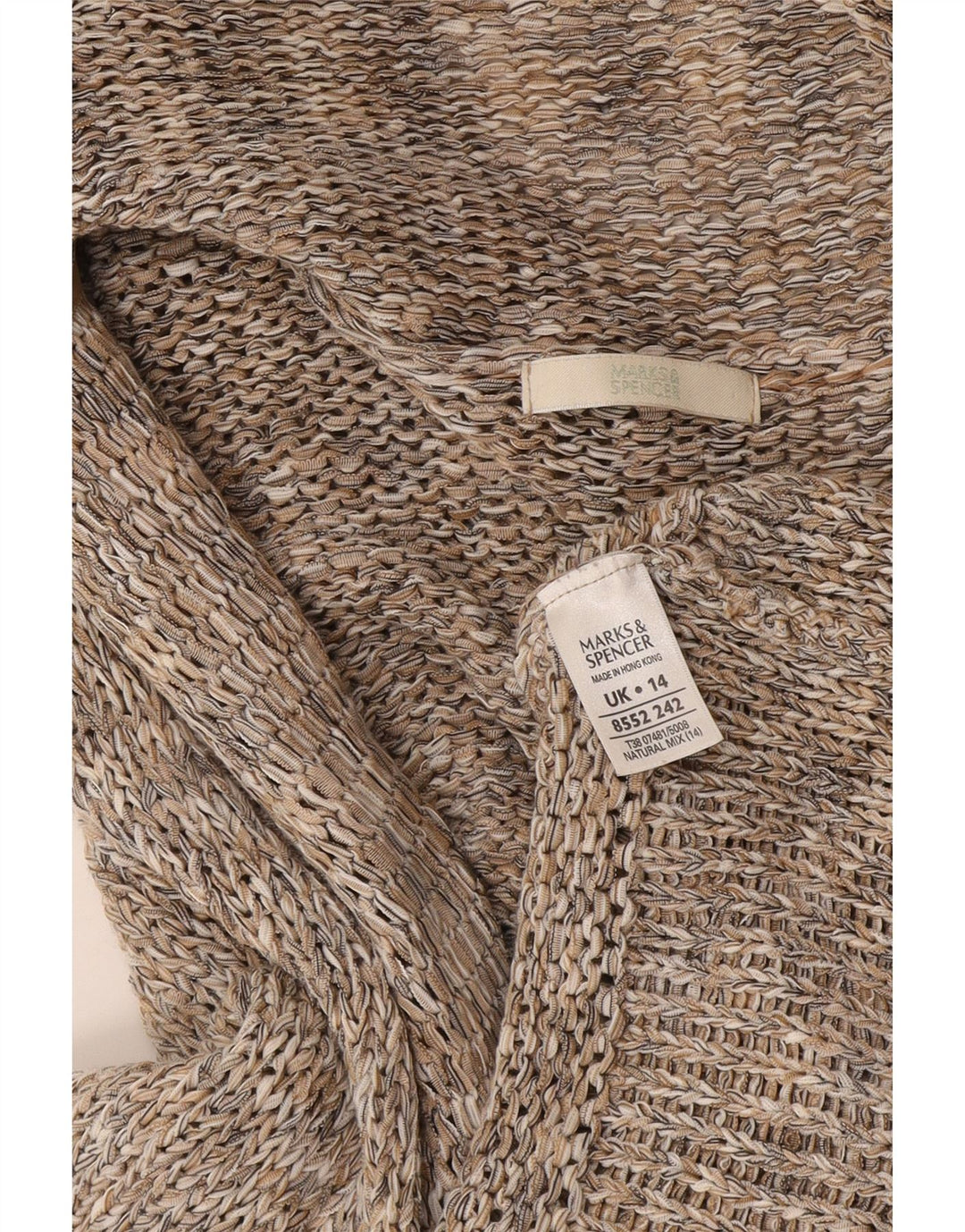 Marks & Spencer Damski sweter z wiązaniem z przodu, UK 14, duży, szary, nakrapiany