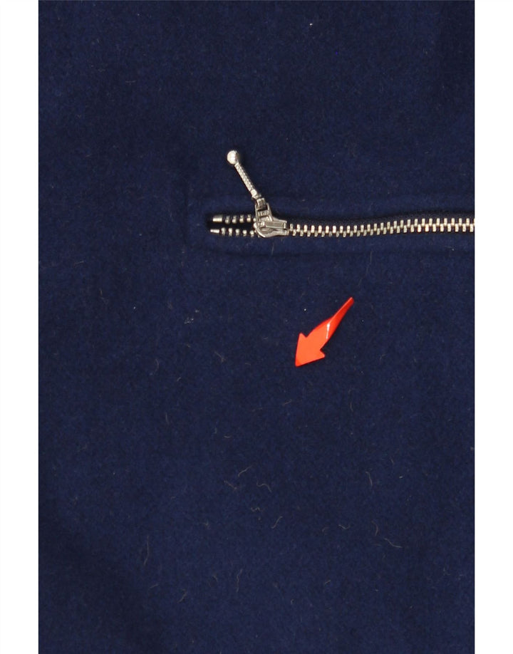 Płaszcz damski SCHMEINCK UK 16, duży, wełniany w granatową kratę