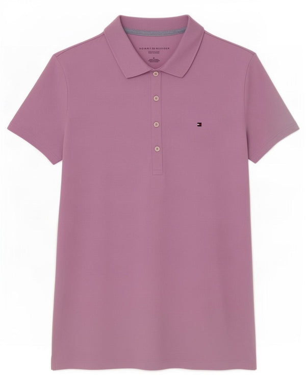 Tommy Hilfiger Womens Classic Fit Polo Shirt UK 12 Medium Purple Cotton