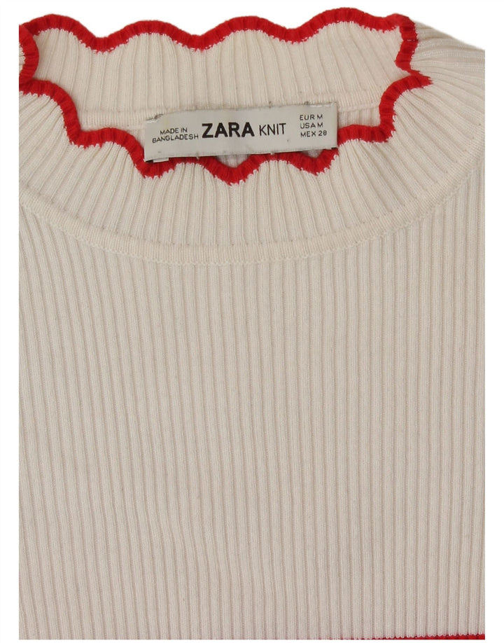Damski krótki top Zara z długim rękawem, UK 12, średnie białe paski