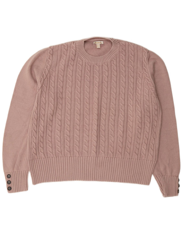 Sweter damski Barbour z okrągłym dekoltem UK 16, duży, różowy, bawełniany