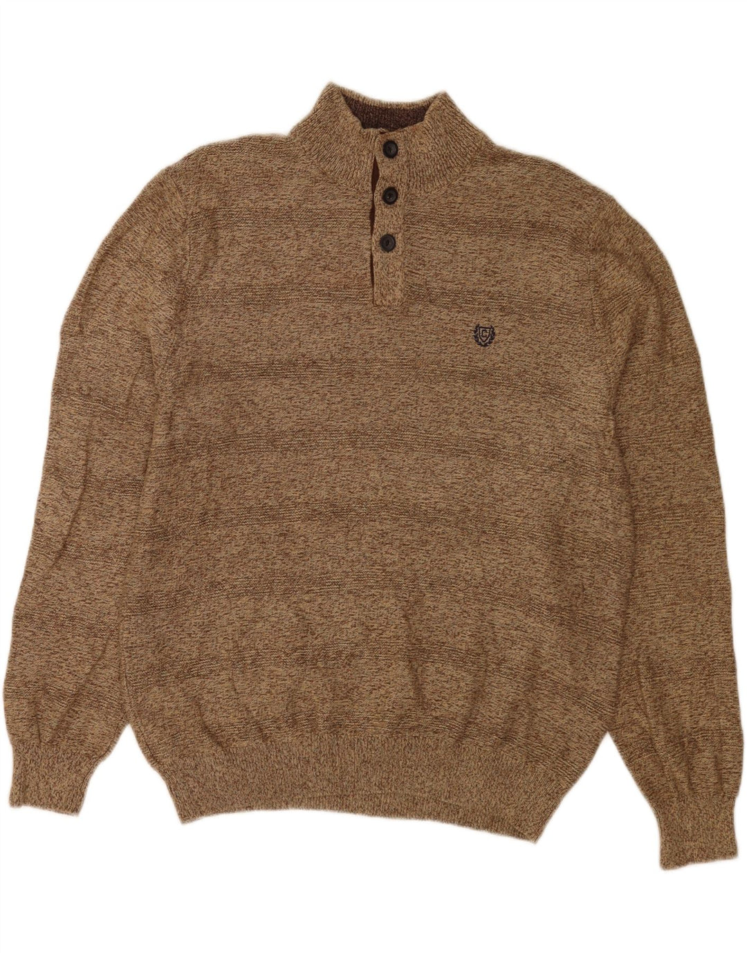 Męski sweter zapinany na guziki Chaps, duży, brązowy, bawełniany