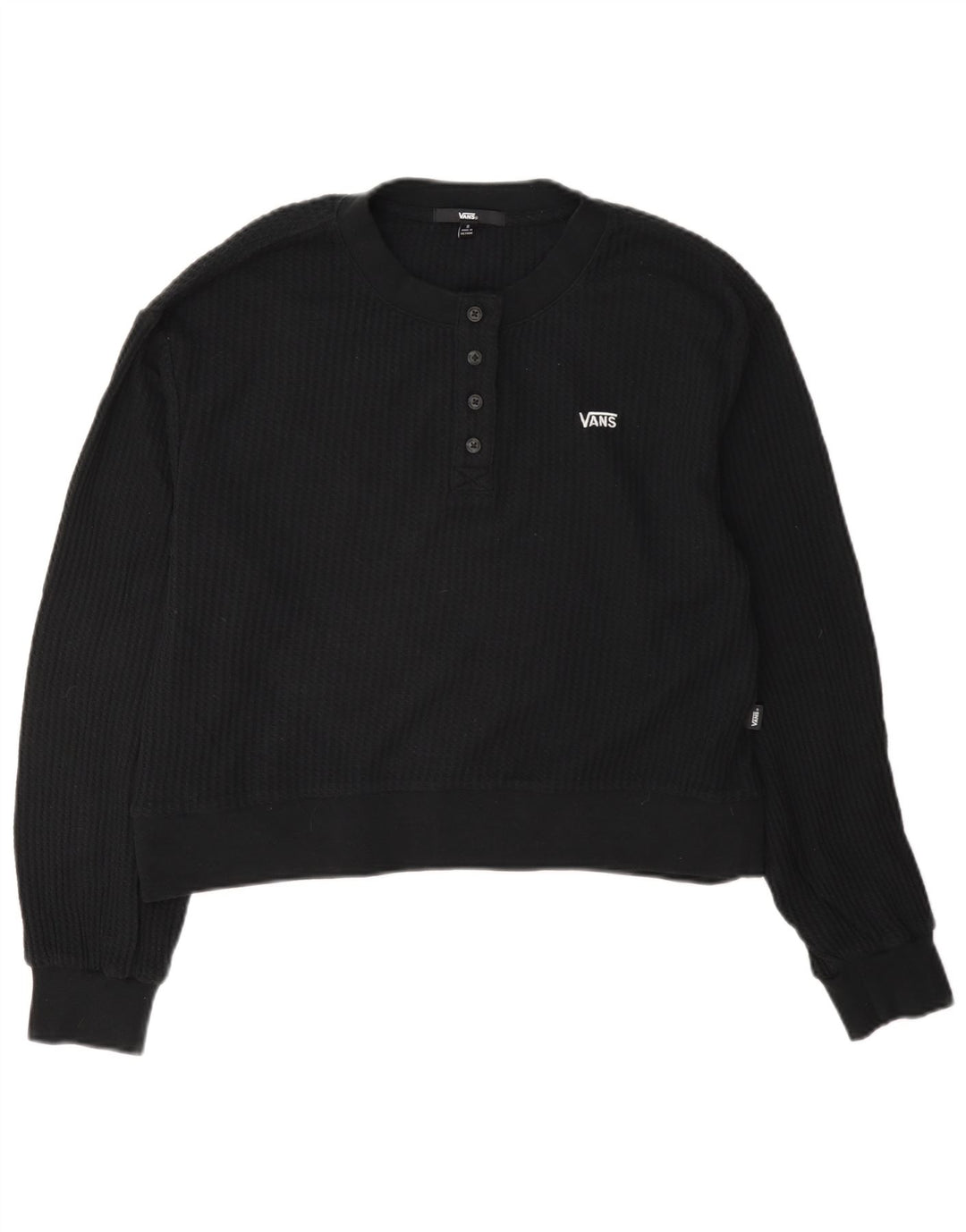 Damska bluza dresowa Vans Oversize z krótkim rękawem, zapinana na guziki, UK 10, mała czarna