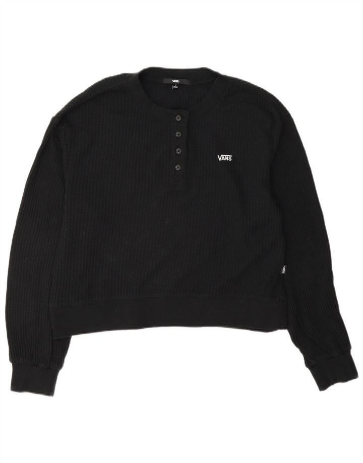 Damska bluza dresowa Vans Oversize z krótkim rękawem, zapinana na guziki, UK 10, mała czarna
