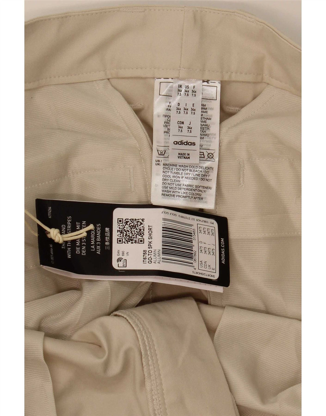 Adidas Męskie Spodenki Chino W34 Duże Beżowe Bawełniane