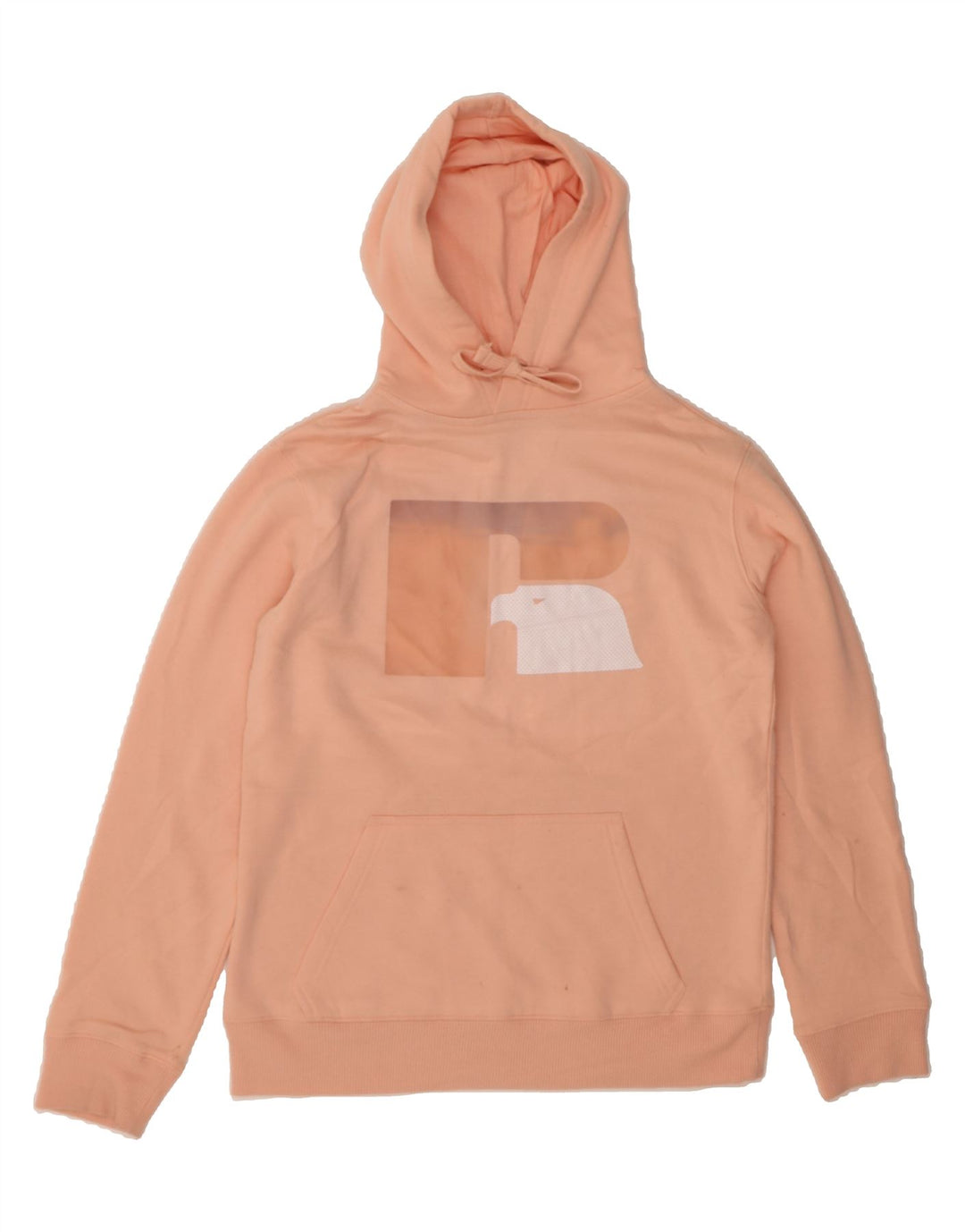 RUSSELL ATHLETIC Womens Graphic Hoodie Jumper US 10 Large Pink Polyester Vintage Russell Athletic and Second-Hand Russell Athletic from Messina Hembry 