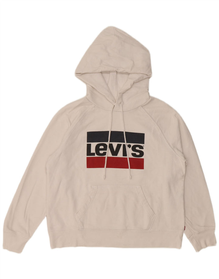 Damski sweter z kapturem LEVI'S UK 14, średni, biały, bawełniany