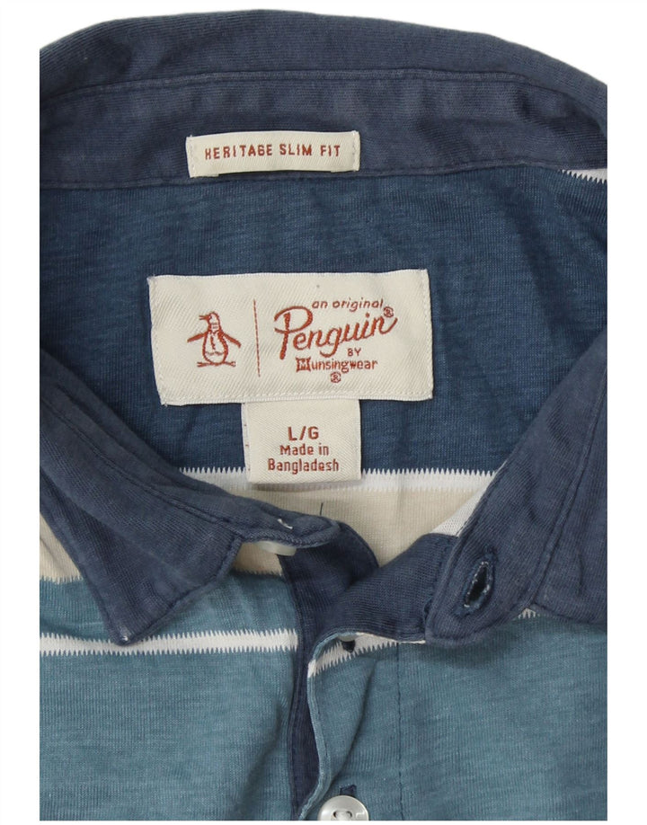 Męska koszulka polo PENGUIN Heritage o wąskim kroju, w dużych niebieskich blokach kolorów