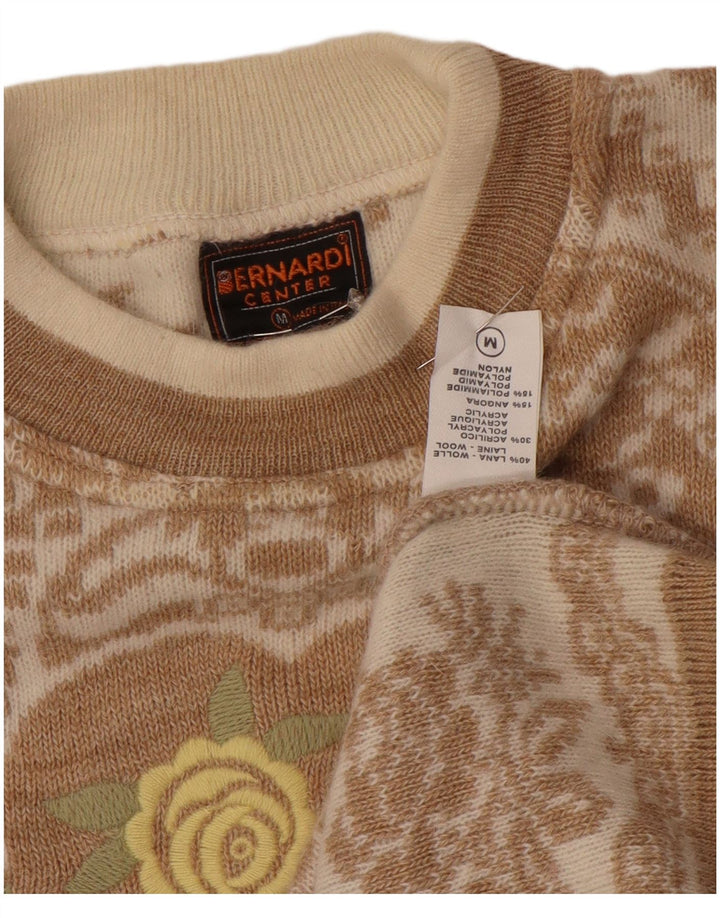 Sweter damski Bernardi z okrągłym dekoltem, UK 14, średni beż, wełna Fair Isle