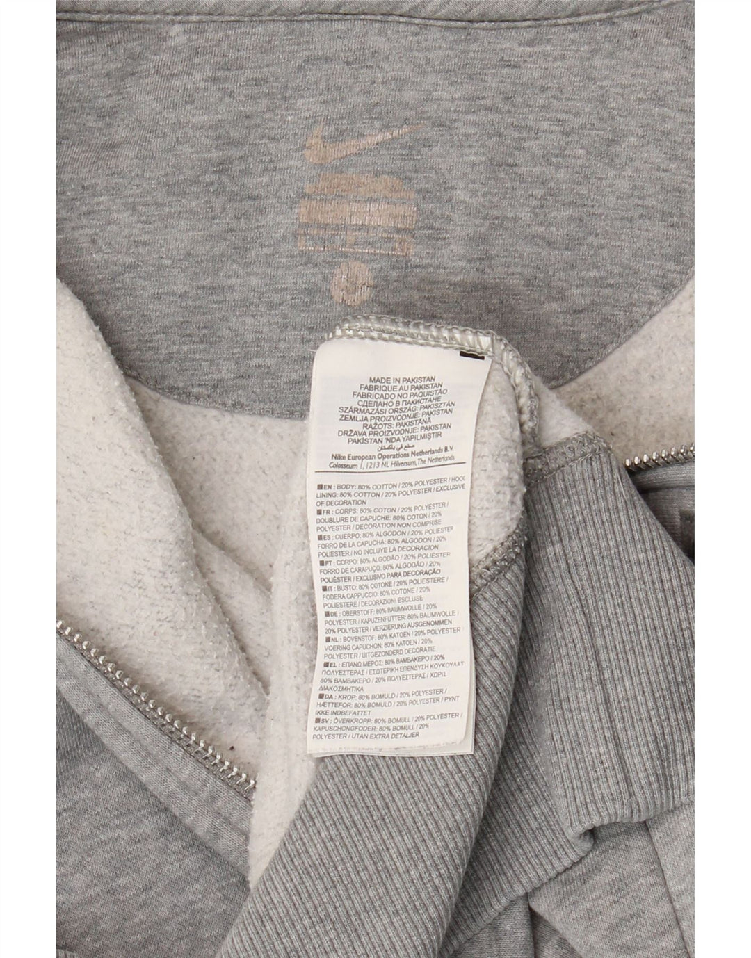 Męski sweter z kapturem i zamkiem błyskawicznym Nike, mały, szary, bawełniany