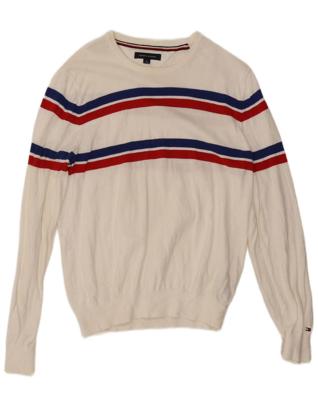 Męski sweter z okrągłym dekoltem Tommy Hilfiger w kolorze średniej bieli