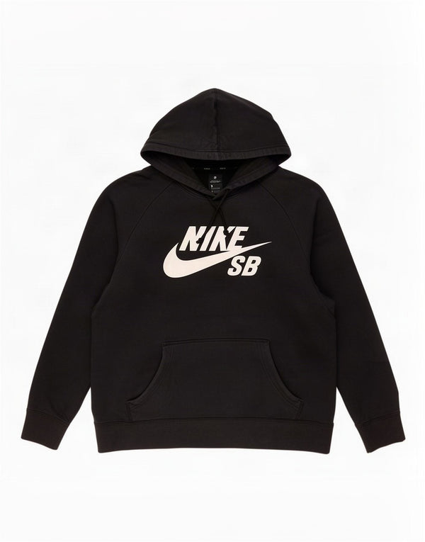 Nike Mens Graphic Hoodie Jumper Large Black Cotton