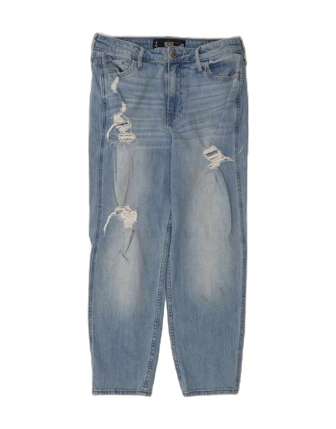 HOLLISTER Womens Girlfriend Cropped Jeans US 7 Medium W28 L24 Blue Vintage Hollister and Second-Hand Hollister from Messina Hembry 