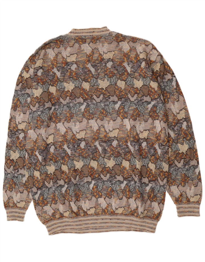 Sweter męski Suspense z abstrakcyjnym wzorem i okrągłym dekoltem IT 54 XL szary