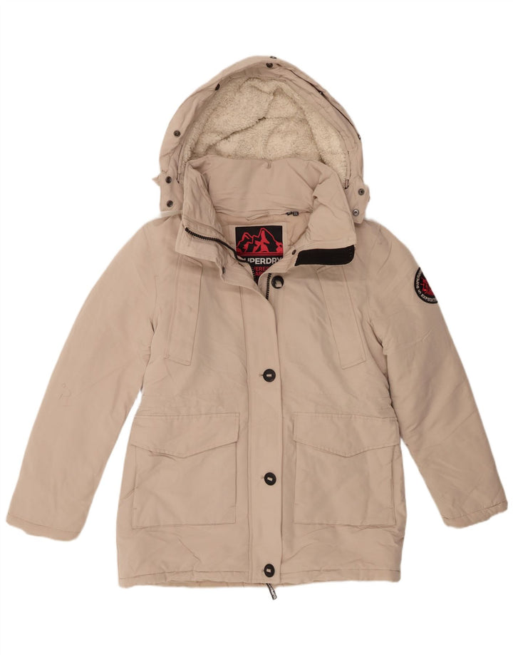 Damska kurtka parka z kapturem Superdry UK 12, średni beż