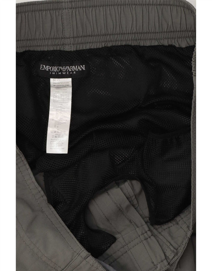 Męskie spodenki kąpielowe Emporio Armani z grafiką, duże, szare, poliestrowe