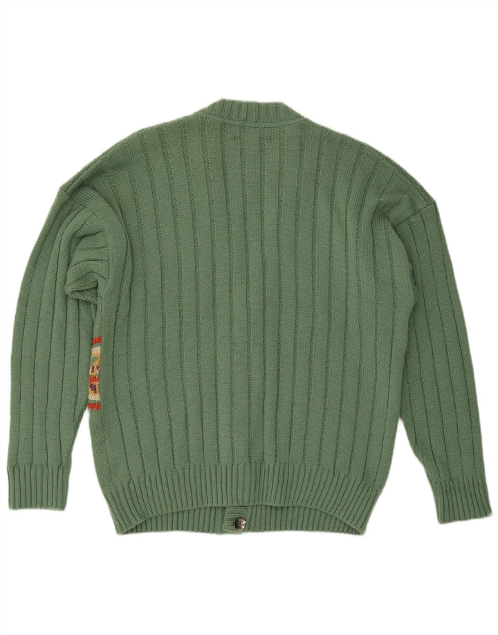 Męski sweter rozpinany VINTAGE IT 50 Średniozielony, geometryczny wełniany