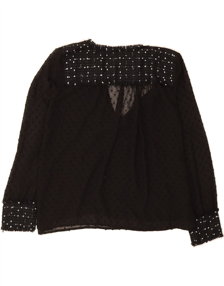 ZARA Womens Oversized Long Sleeve Blouse Top UK 10 Small Black Spotted Vintage Zara and Second-Hand Zara from Messina Hembry 