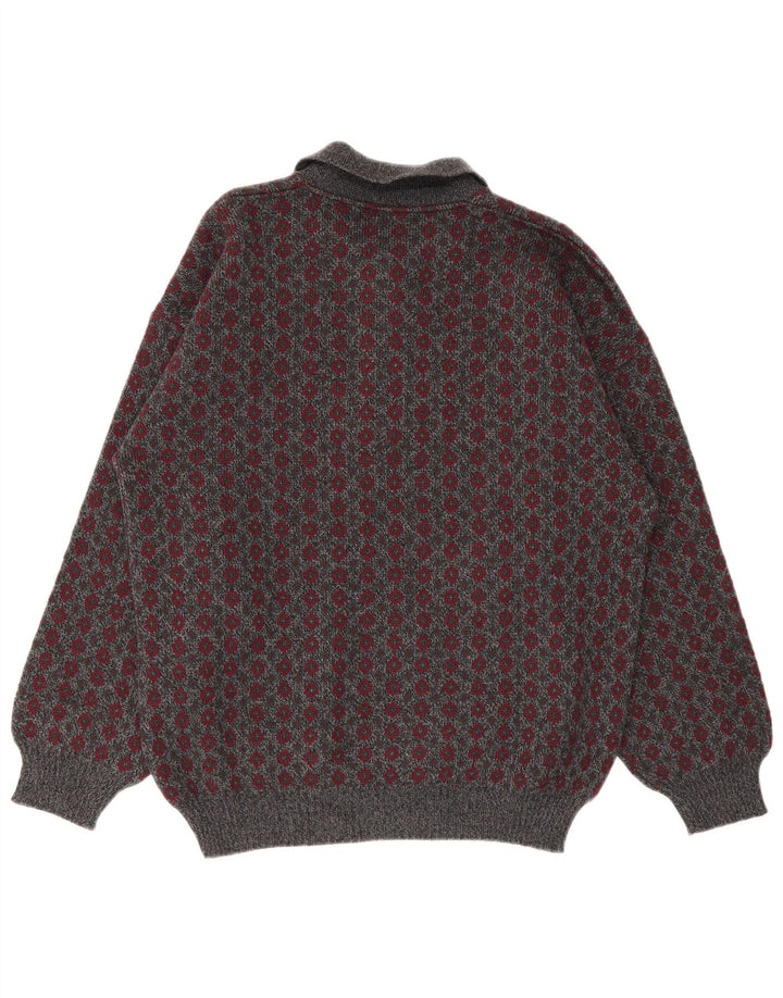 Męski sweter polo Viky Tricot IT 50 Średni szary geometryczny