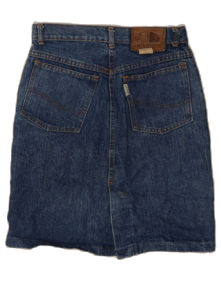 AMERICANINO Womens Denim Skirt W28 Medium Navy Blue Cotton Vintage Americanino and Second-Hand Americanino from Messina Hembry 