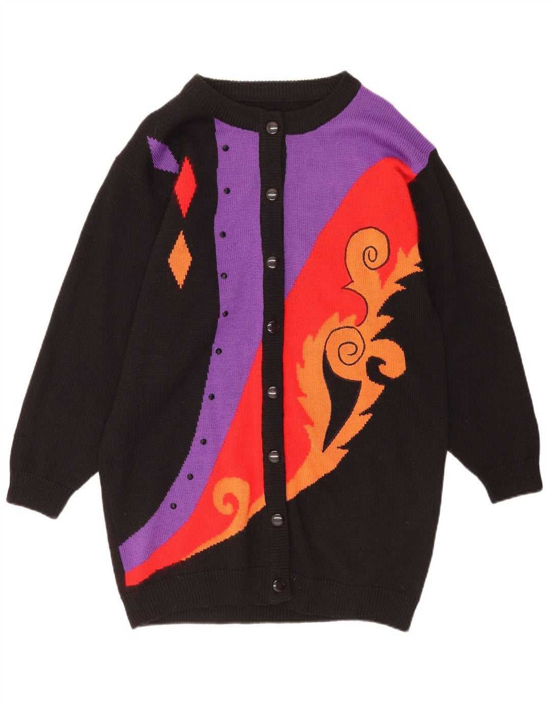 Sweter damski w stylu vintage o przedłużonym kroju, EU 40, średni czarny, blok kolorów