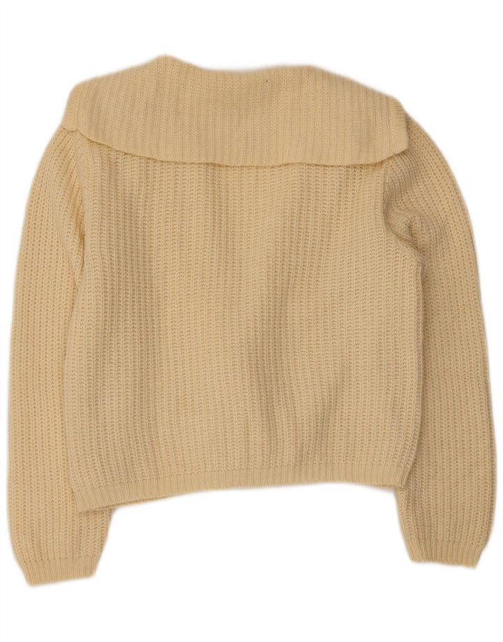 Damski sweter rozpinany BENETTON IT 46, duży, wełniany w kolorze złamanej bieli