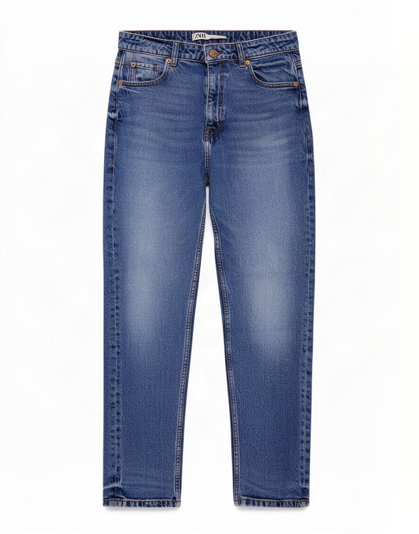 Zwężane jeansy damskie Zara z wysokim stanem EU 38 Small W28 L26 niebieskie