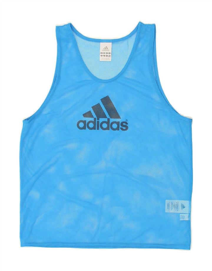 ADIDAS Womens Graphic Vest Top UK 10 Small Blue Polyester | Vintage Adidas | Thrift | Second-Hand Adidas | Used Clothing | Messina Hembry 