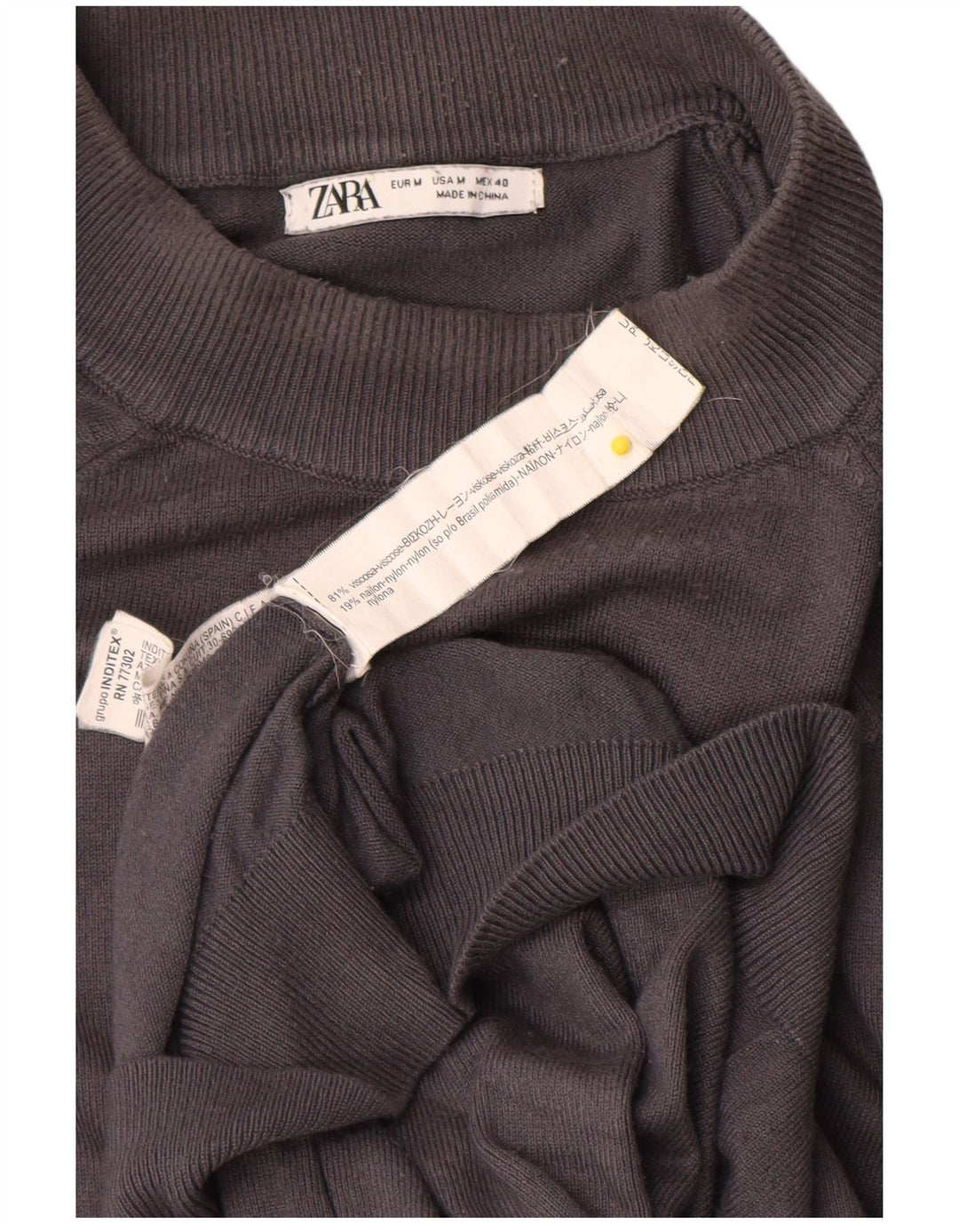 Męski sweter Zara z okrągłym dekoltem, średnioszara wiskoza