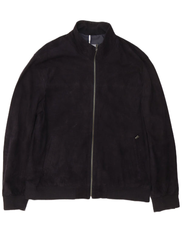 Męska kurtka bomberka Christian Berg zamszowa UK 46 3XL granatowa, skórzana