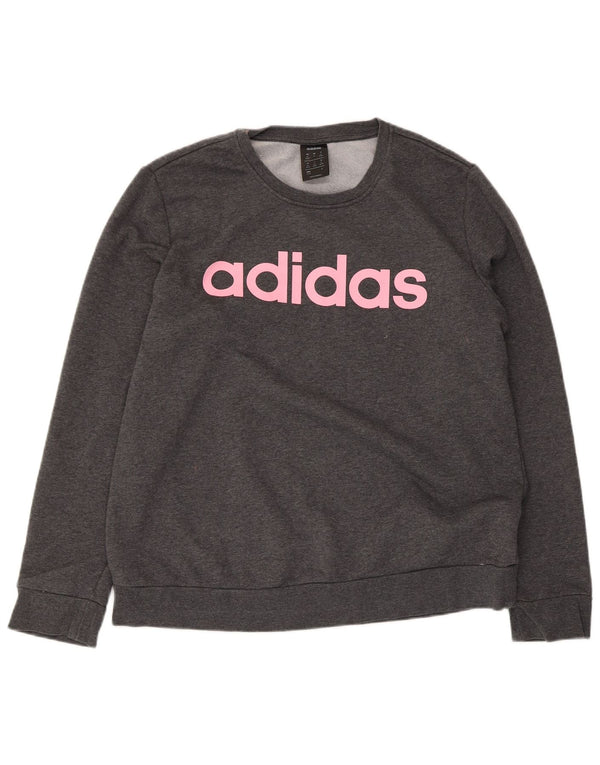 Damska bluza Adidas Graphic Jumper UK 20/22 XL Szara bawełna