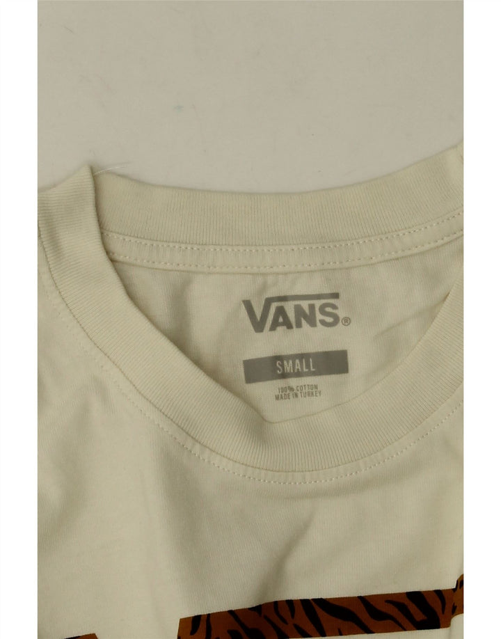 Męski graficzny top Vans z długim rękawem, mały, złamanej bieli, bawełniany