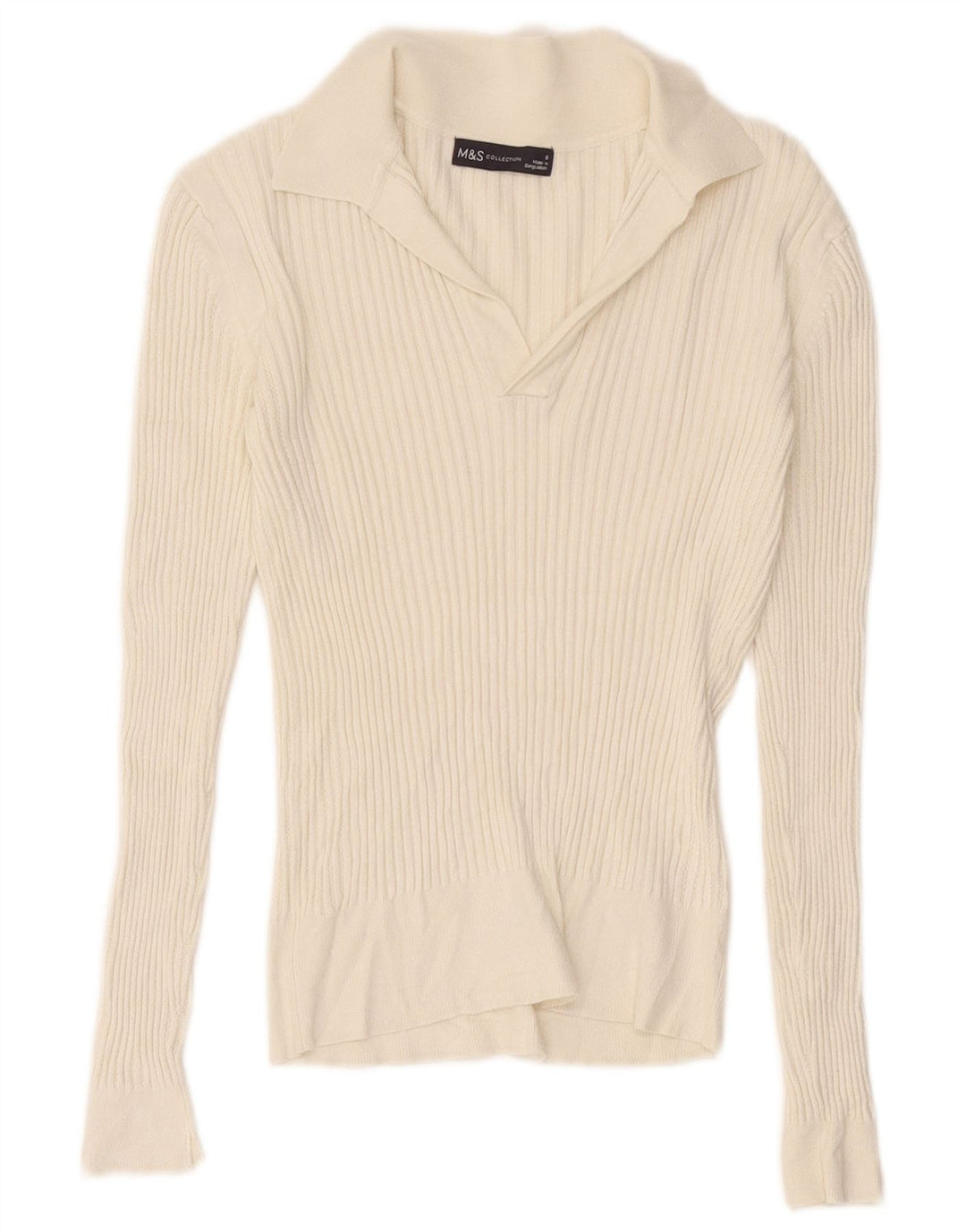 Damski sweter polo Marks & Spencer UK 8 Small White Viscose