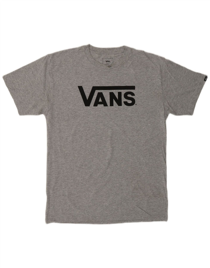 Męski T-shirt VANS o klasycznym kroju z grafiką, średnioszary, bawełniany w cętki