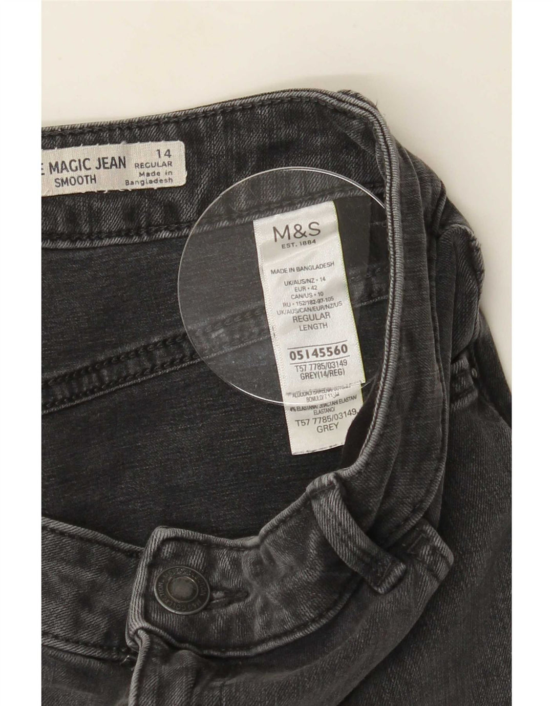 Marks & Spencer Damskie The Magic Slim Jeans UK 14 Medium W30 L28 Szare
