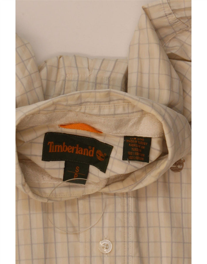 Koszula męska Timberland w małą beżową kratkę, bawełniana
