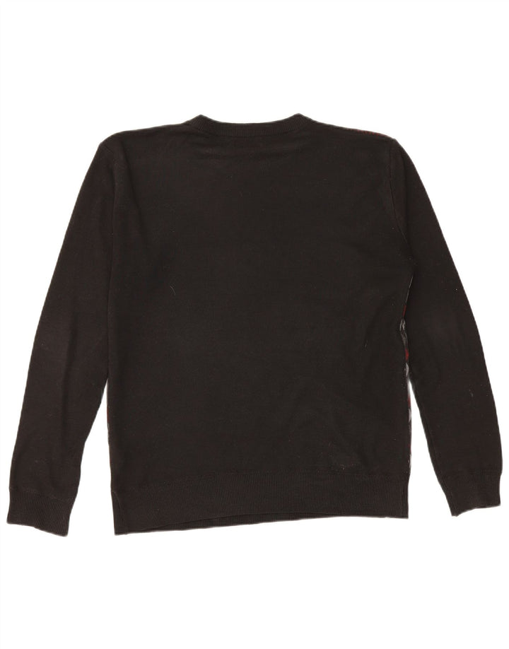 Męski sweter Pierre Cardin z okrągłym dekoltem, duży, czarny, geometryczny poliester
