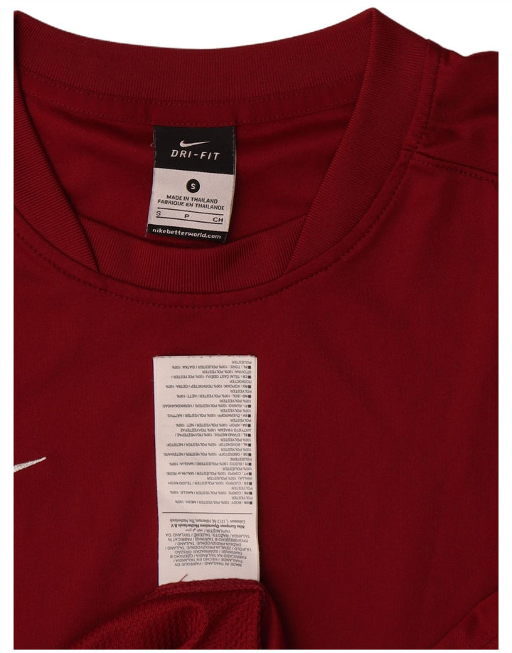 Męski T-shirt z grafiką Nike Dri Fit, mały, bordowy poliester