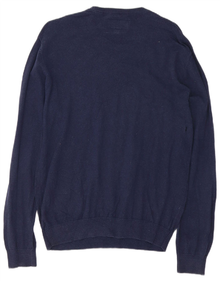 Jack Wills Męski sweter z okrągłym dekoltem, średni granatowy, bawełniany