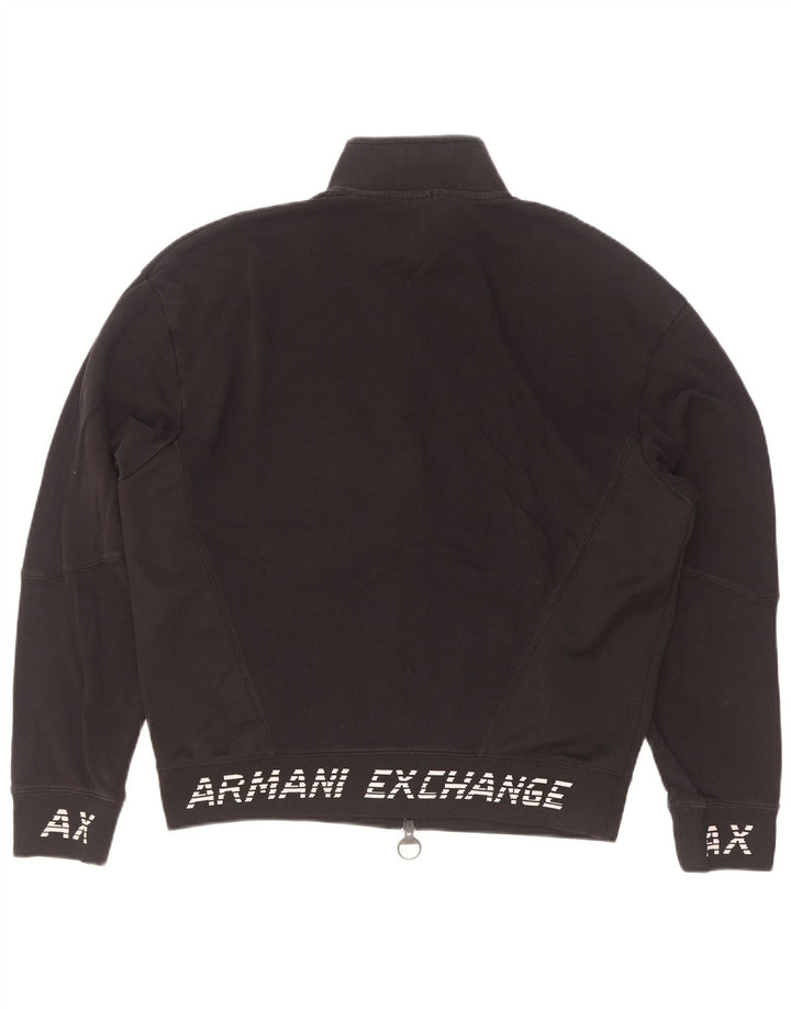 Męska kurtka dresowa Armani Exchange z grafiką, średnia czarna, bawełniana