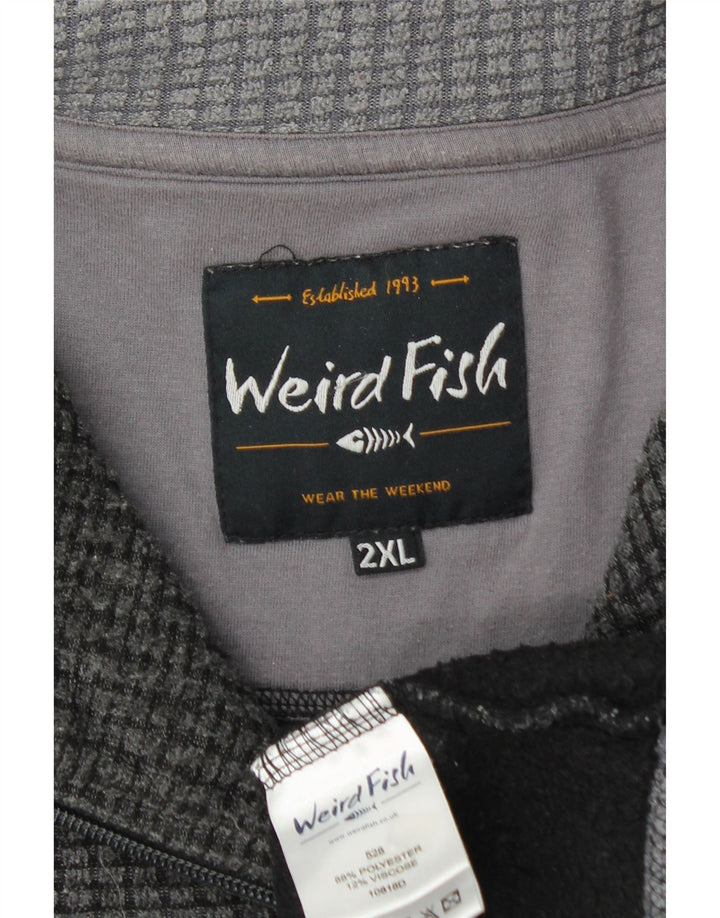 Męski sweter z zamkiem błyskawicznym Weird Fish, 2XL, szary poliester
