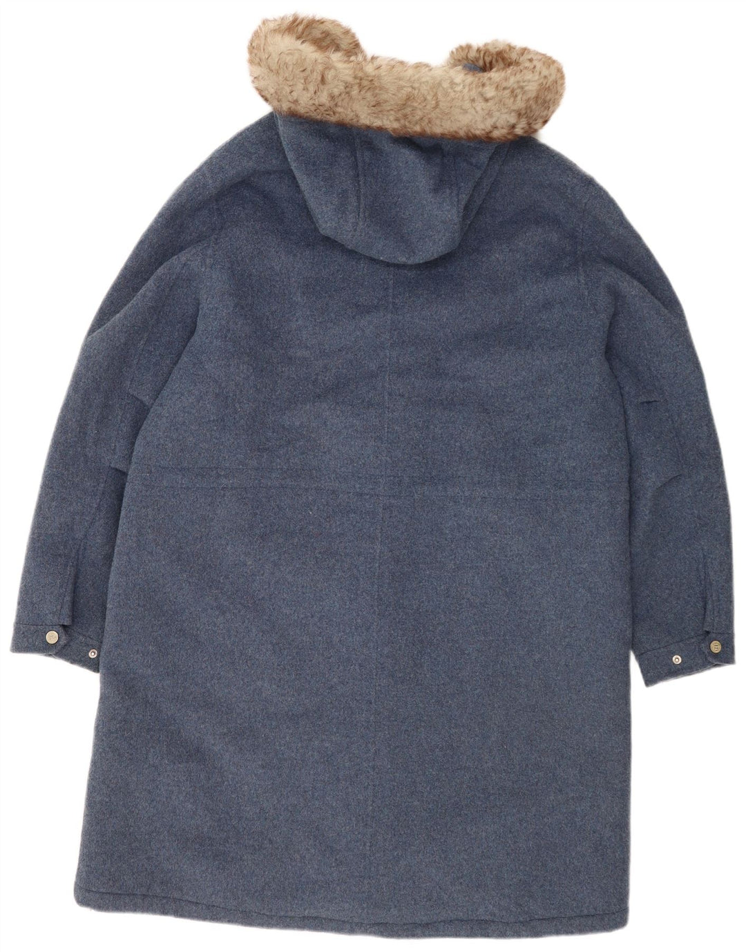 Damski płaszcz oversize z kapturem Massimo Dutti UK 16, duży, niebieski, wełniany