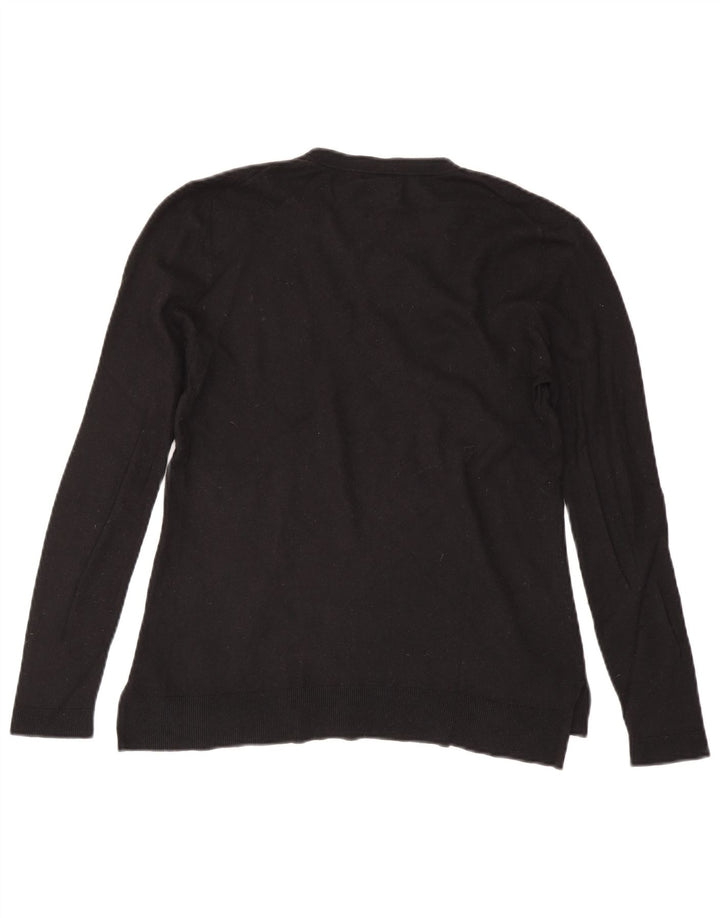 Sweter damski Massimo Dutti z dekoltem w kształcie litery V, UK 14, duży, czarny, wełniany